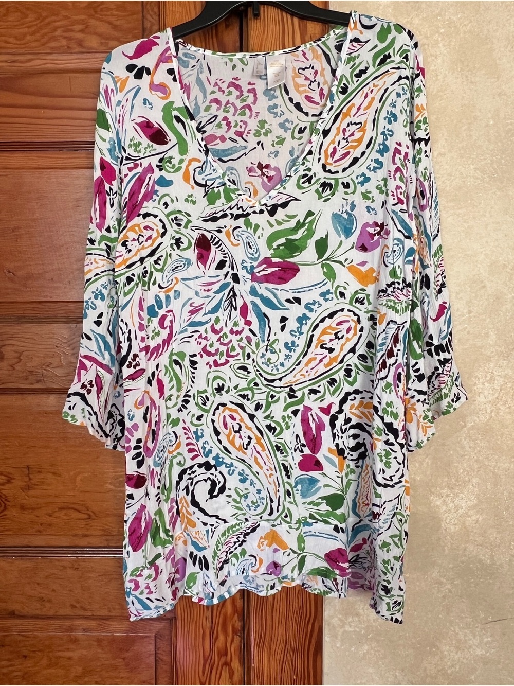 Anne Cole Resortwear Lightweight Tunic Swim Suit Cover Size M Flared Sleeve